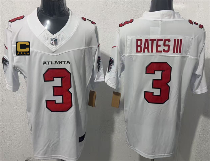 Men's Atlanta Falcons #3 Jessie Bates III White 2026 New F.U.S.E. 4-Star C Patch Vapor Untouchable Limited Stitched Football Jersey